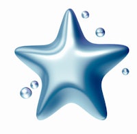 a blue star with bubbles on a white background